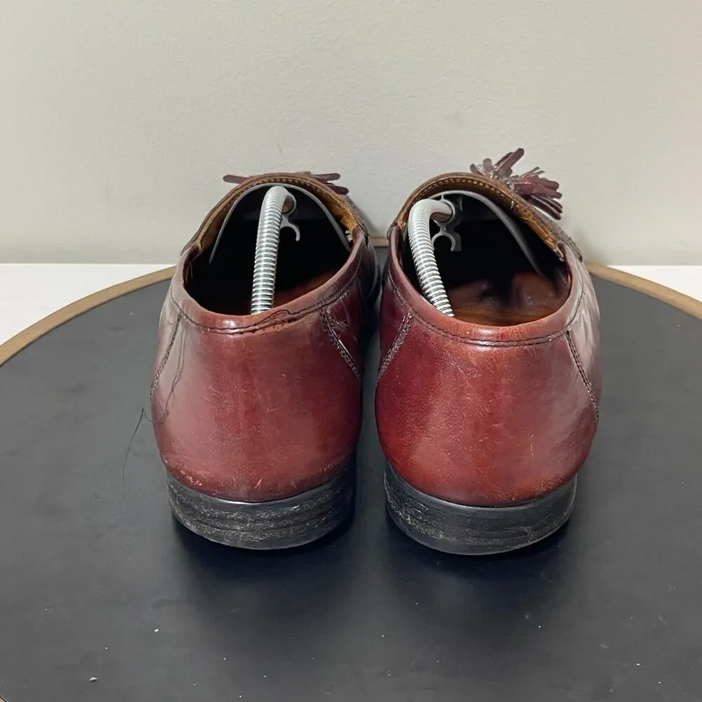 Florsheim Mens Tassel Loafers Burgundy Leather Made in Italy 10‎ D Dress Shoe